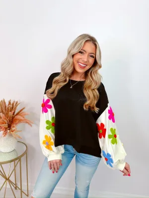Daisy Crochet Floral Sleeve Top - 2 Colors