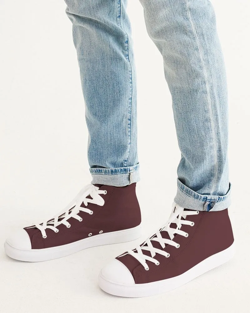 Dark Pink Brown Men's High-top Canvas Sneakers | Men's | Dark Pastel Pink Brown | C0M60Y30K80