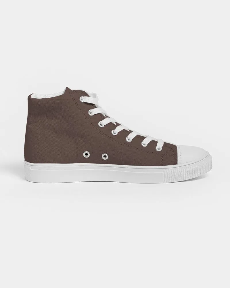 Dark Red Brown Men's High-top Canvas Sneakers | Men's | Dark Pale Pastel Red Brown | C0M30Y30K80