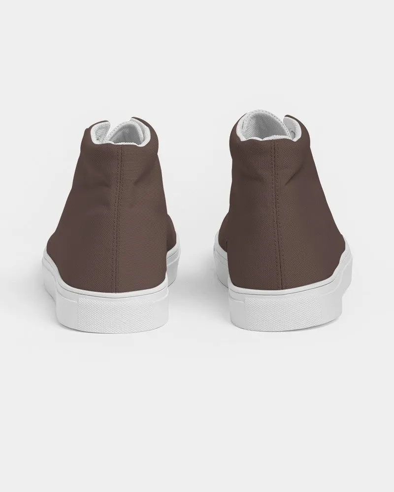 Dark Red Brown Men's High-top Canvas Sneakers | Men's | Dark Pale Pastel Red Brown | C0M30Y30K80