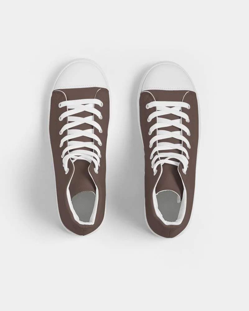 Dark Red Brown Men's High-top Canvas Sneakers | Men's | Dark Pale Pastel Red Brown | C0M30Y30K80