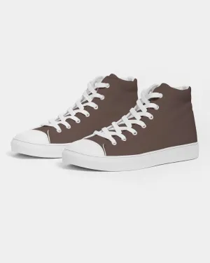 Dark Red Brown Men's High-top Canvas Sneakers | Men's | Dark Pale Pastel Red Brown | C0M30Y30K80