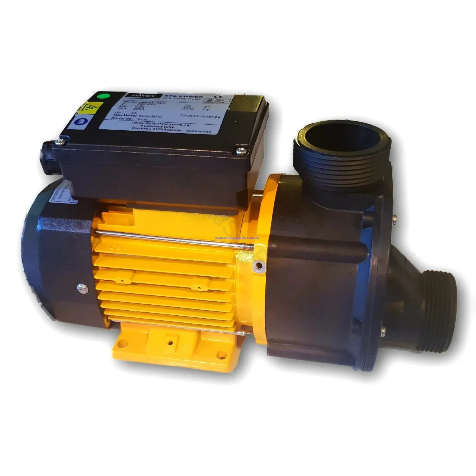 Davey QB035 Spa Circulation Filtration Pump - .25kW or 1/3HP