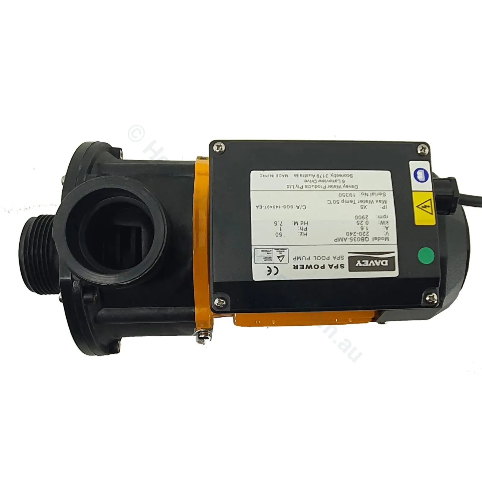 Davey QB035 Spa Circulation Filtration Pump - .25kW or 1/3HP
