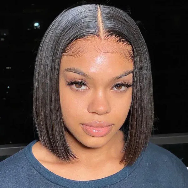 Double Drawn High Density Pre-Cut Lace Bob 13x4 Transparent Lace Frontal Wigs Pre Bleached Knots