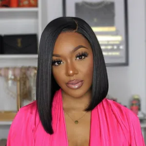 Double Drawn High Density Pre-Cut Lace Bob 13x4 Transparent Lace Frontal Wigs Pre Bleached Knots