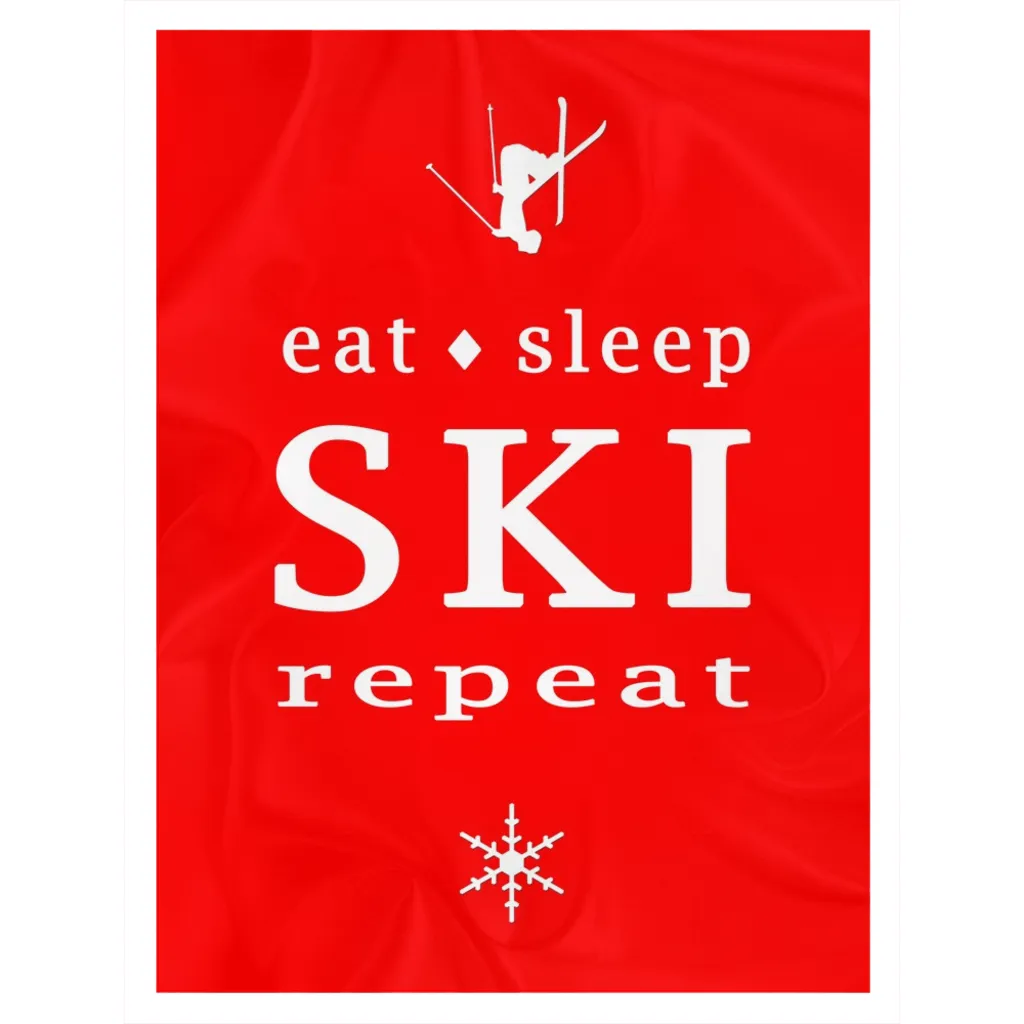 Eat Sleep SKI red - Throw Blanket