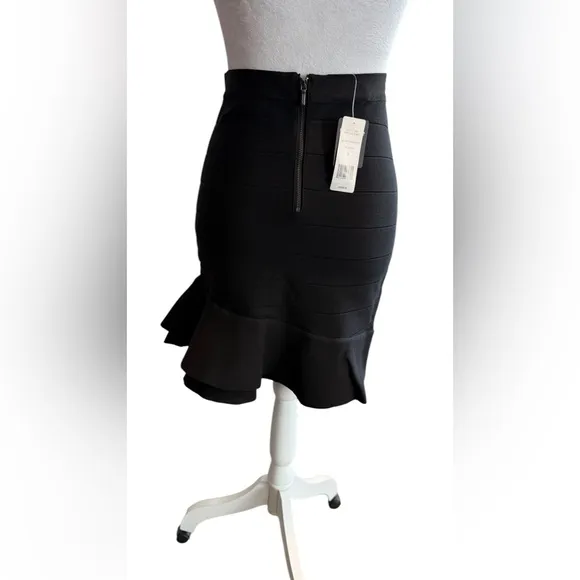 Elegant Bebe Black Ruffle Mini Skirt