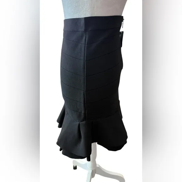 Elegant Bebe Black Ruffle Mini Skirt