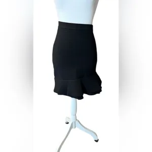 Elegant Bebe Black Ruffle Mini Skirt