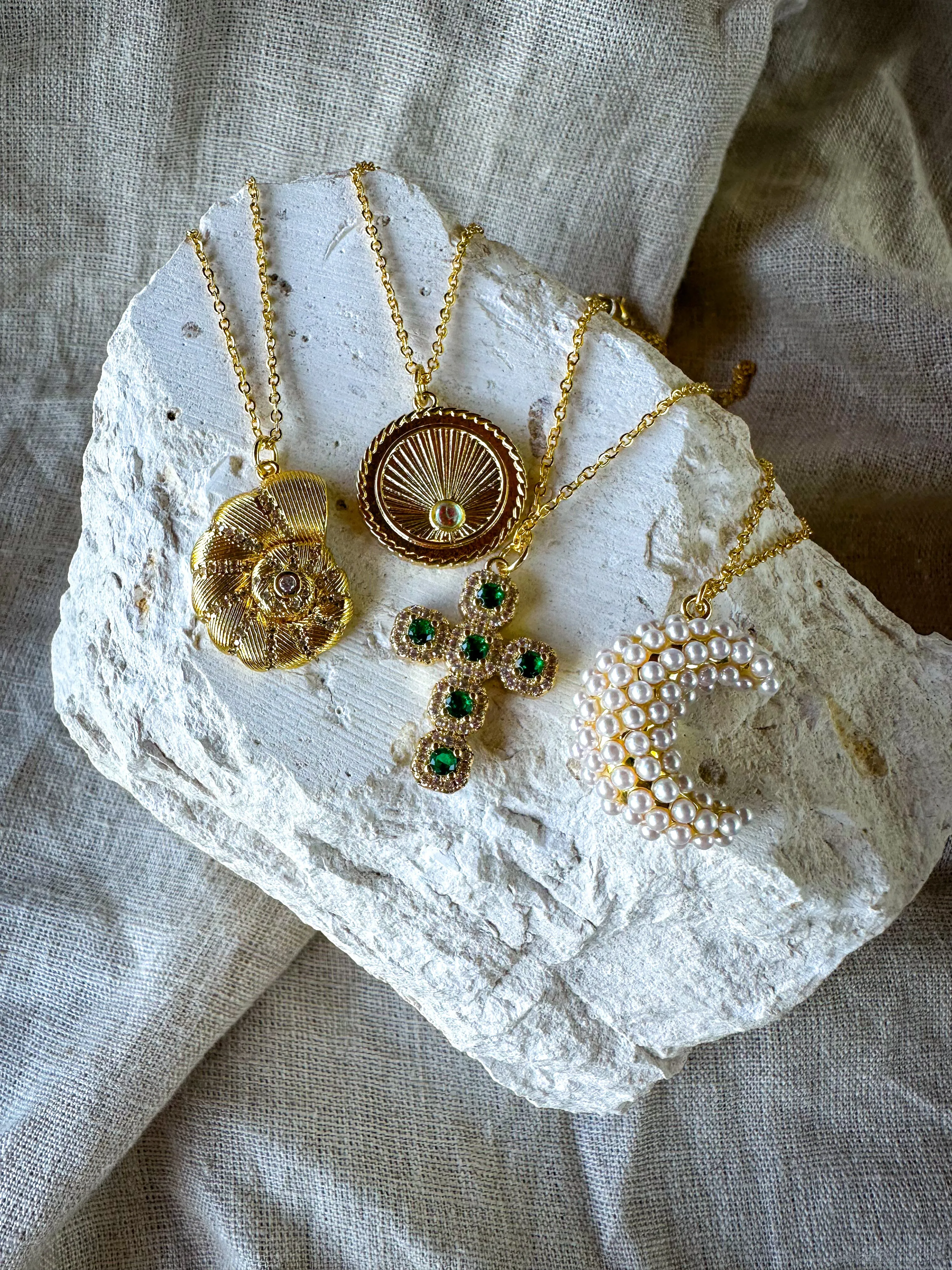 Emerald Cross Necklace