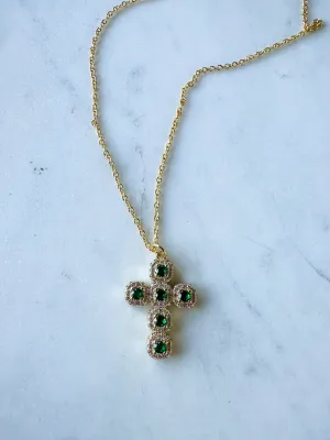 Emerald Cross Necklace