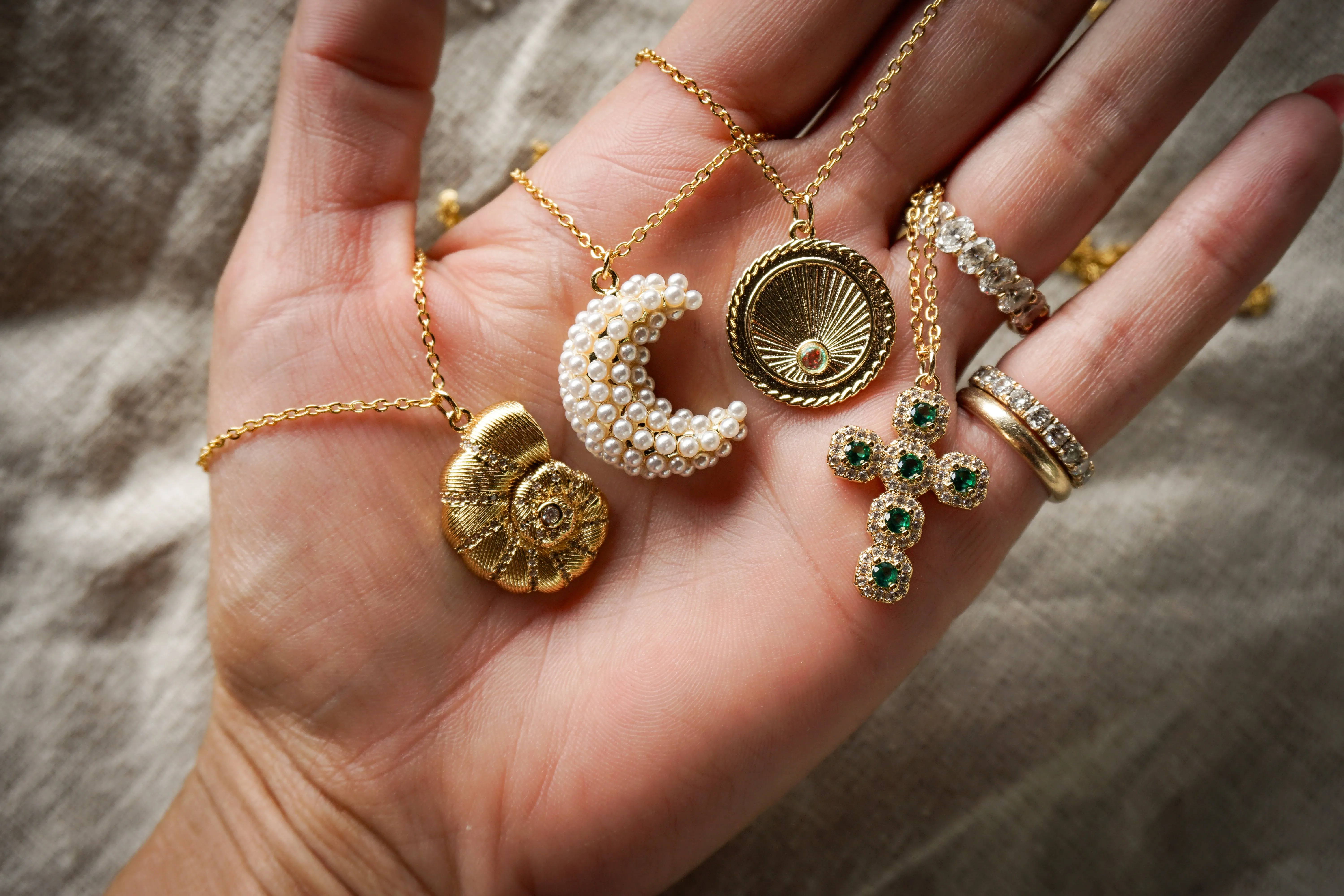 Emerald Cross Necklace