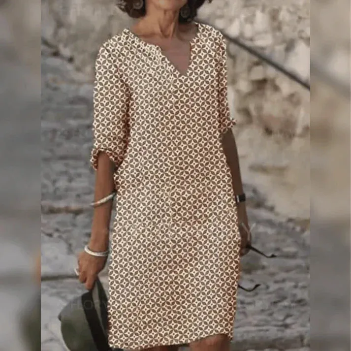 Erina | Chic Geometric Print Dress