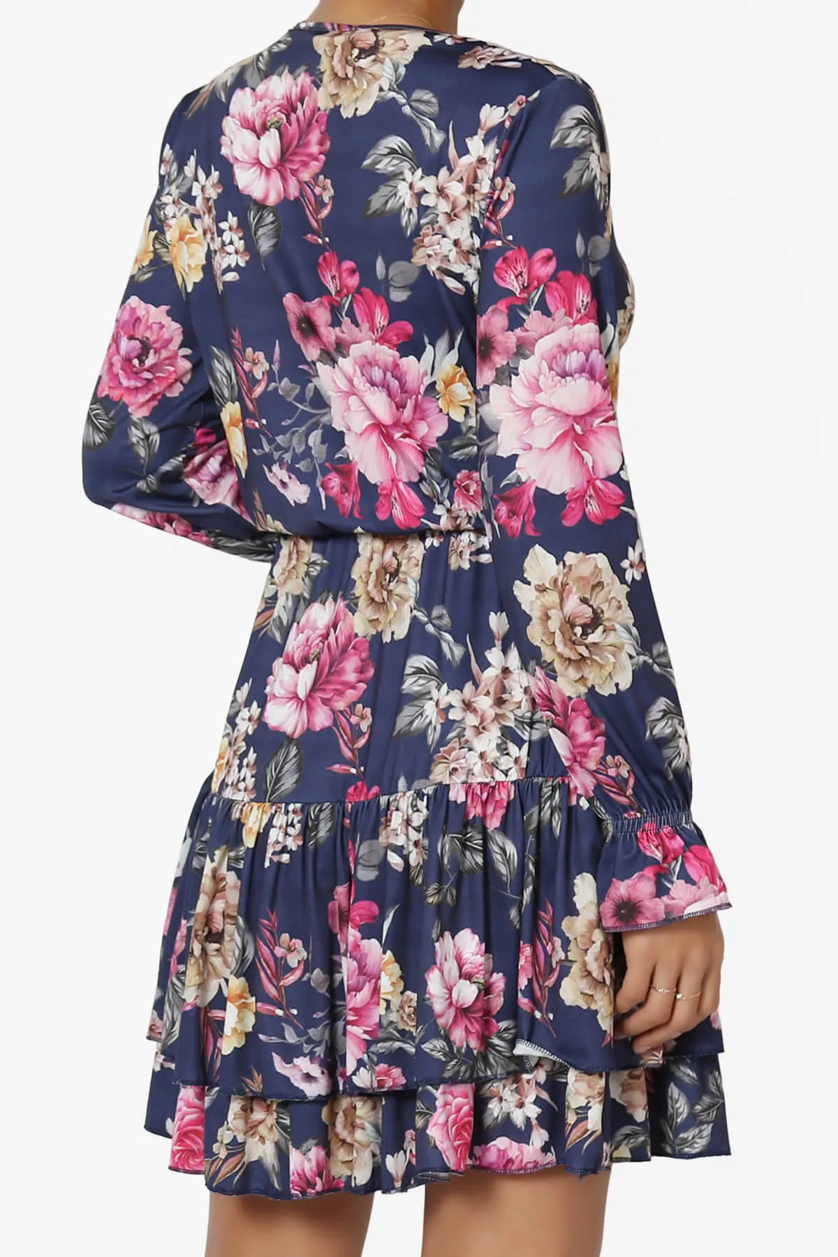 Everlie Floral Long Sleeve Ruffle Tiered Dress