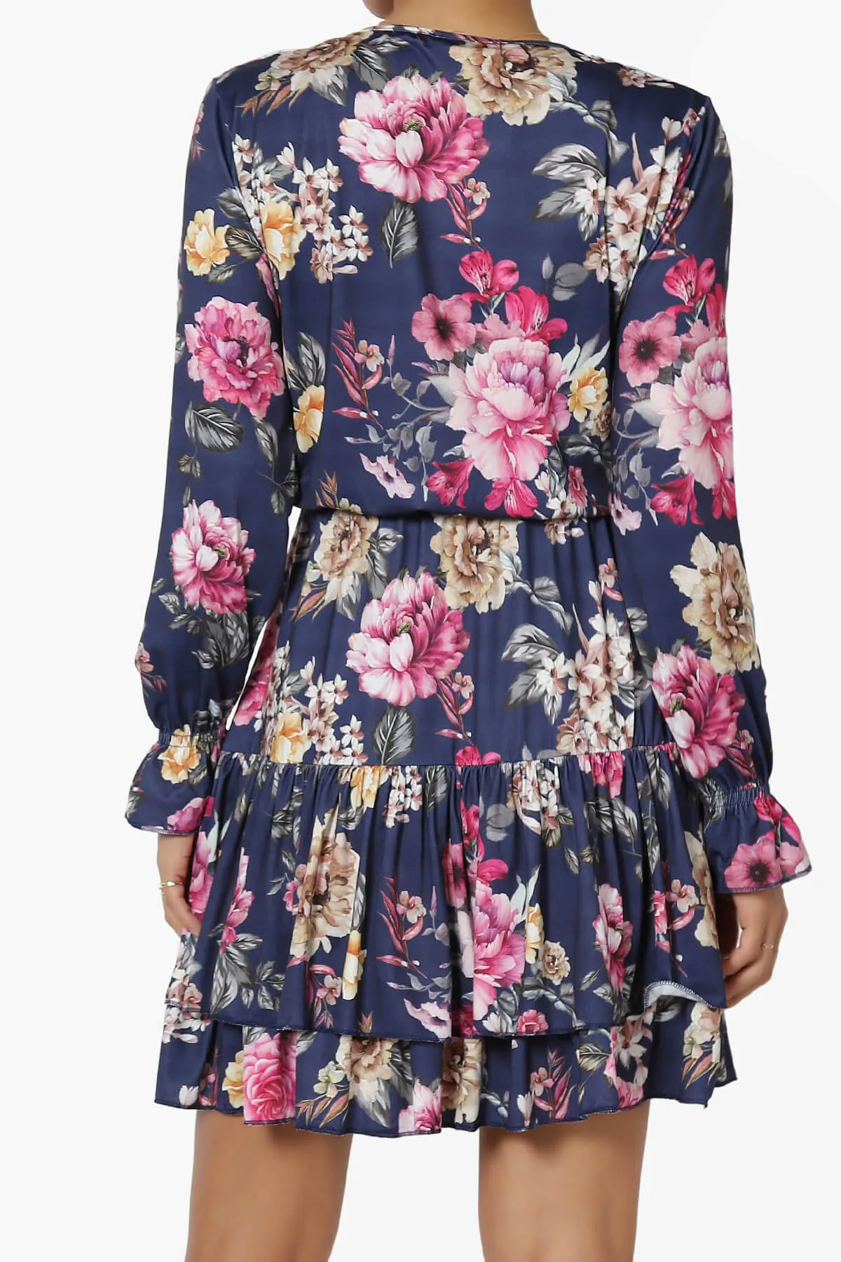 Everlie Floral Long Sleeve Ruffle Tiered Dress