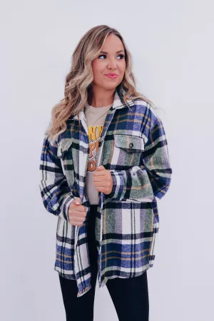 Falling For Plaid Shacket - Olive