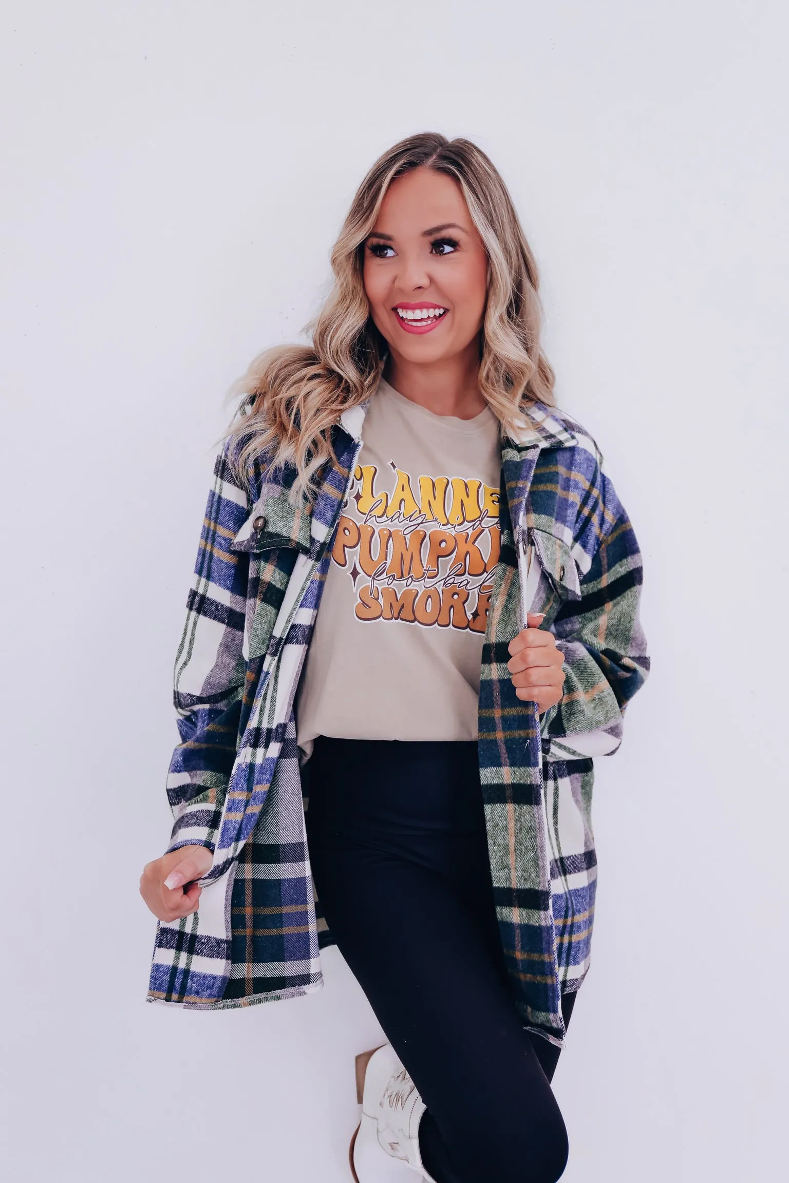 Falling For Plaid Shacket - Olive