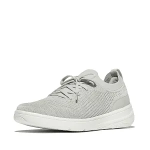 FitFlop Super-Q Knit Slip On Laced Sneakers - Arctic Grey / Silver