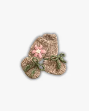 Flower Rain Booties |beigebrown| in stock (9-12m)