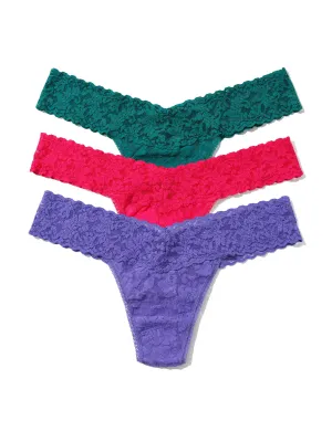 Holiday 3 Pack Signature Lace® Low Rise Thong Sale Moonstone