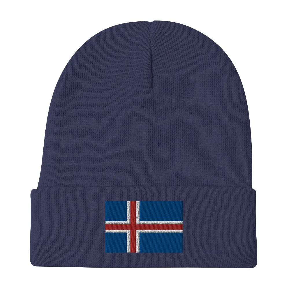 Icelandic Flag Embroidered Beanie