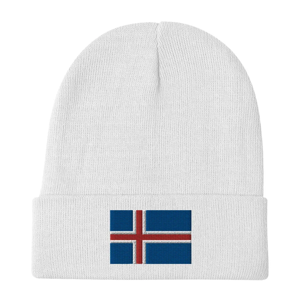Icelandic Flag Embroidered Beanie