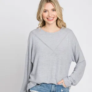 Inside-Out Stitch Solid Sweater Top