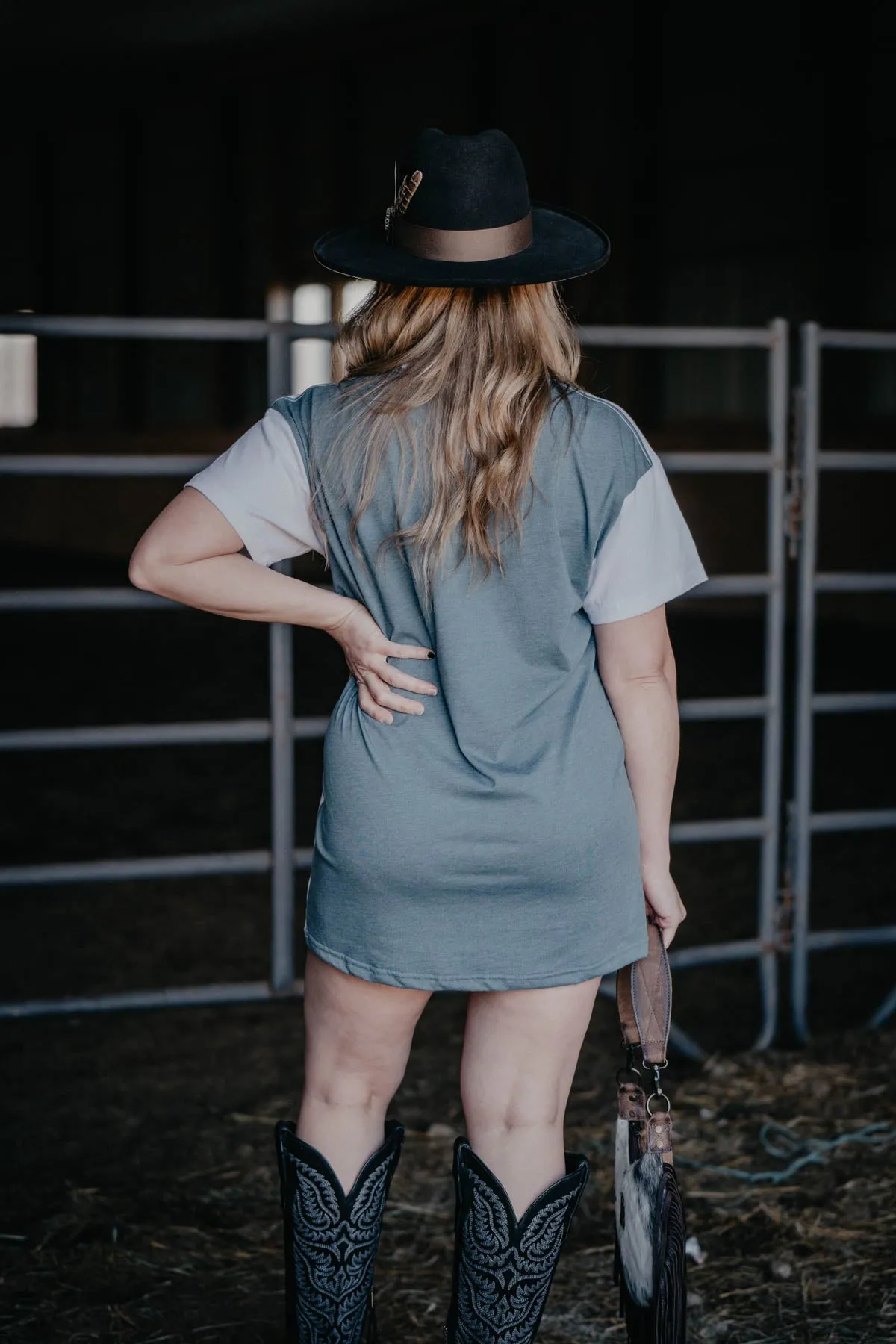 'Iron Span' Two Toned T-Shirt Dress (XL ONLY)