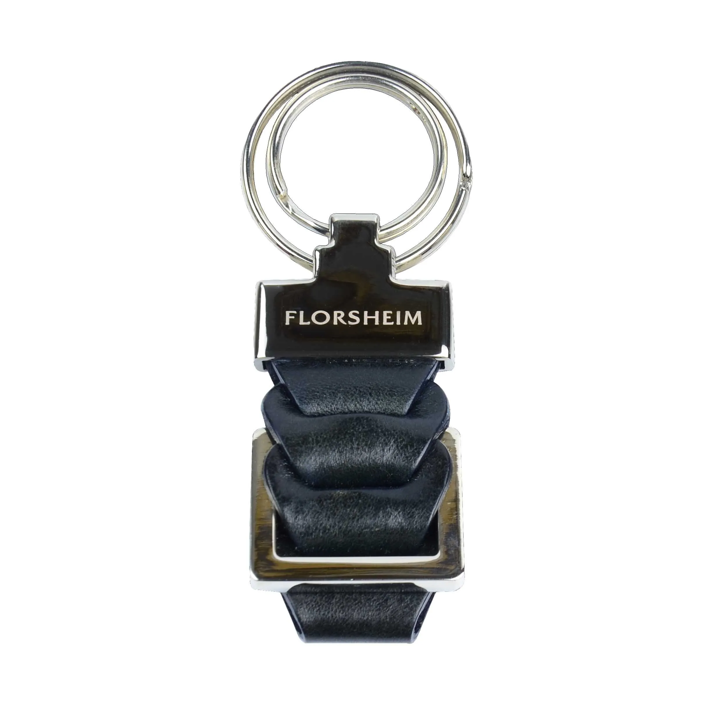 KEY RING METAL AND LEATHER BLACK