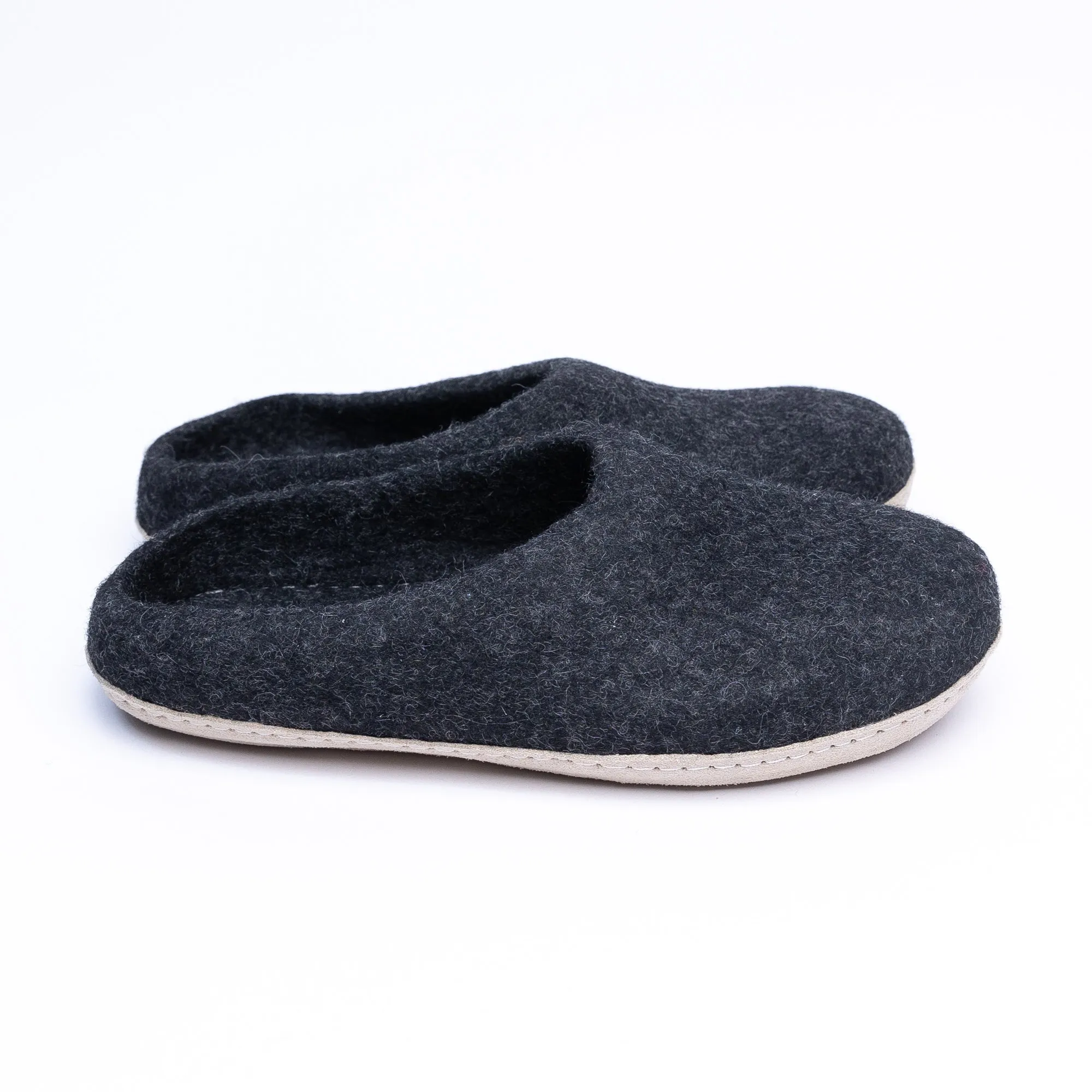 KUUMA - Graphite Wool Slippers Unisex, Hand-Felted Indoor Comfort