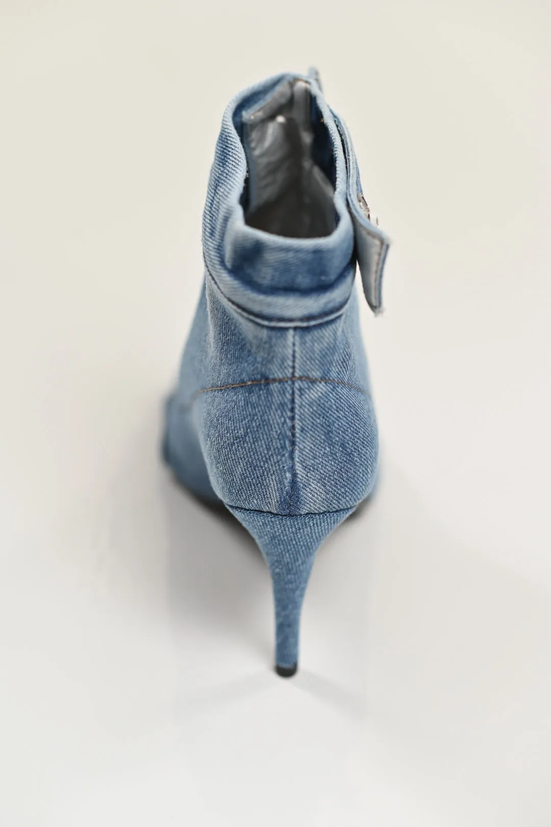 LaLa Denim Booties with Jeweled Buttons