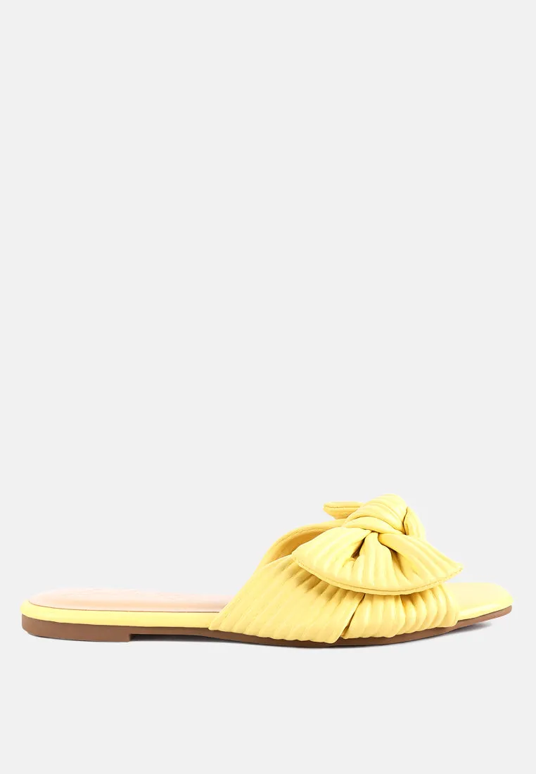 Little Jane Textured Bow Slider Flats By Ruw