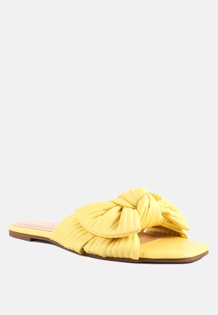 Little Jane Textured Bow Slider Flats By Ruw