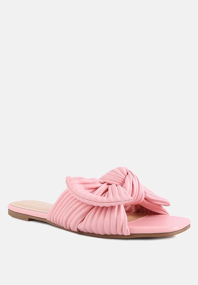 Little Jane Textured Bow Slider Flats By Ruw