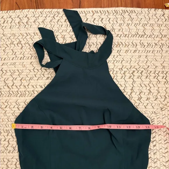 Lulus Captured Your Heart Hunter Green Halter Maxi Dress NWOT Size Small Slit