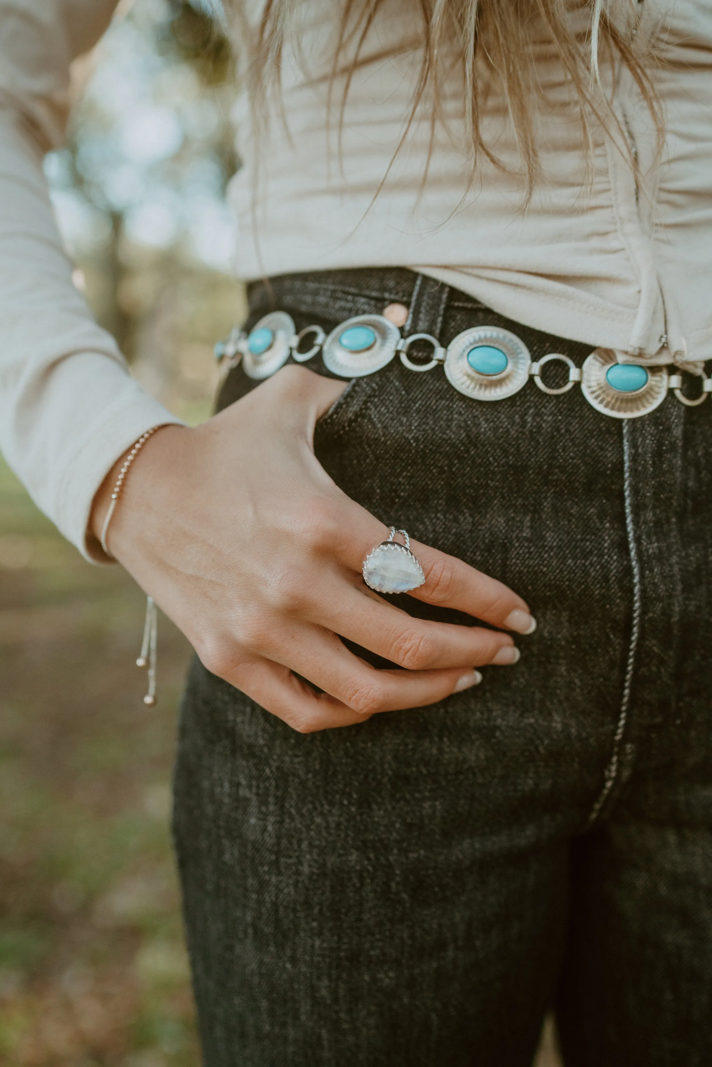 Lyra Ring | Rainbow Moonstone
