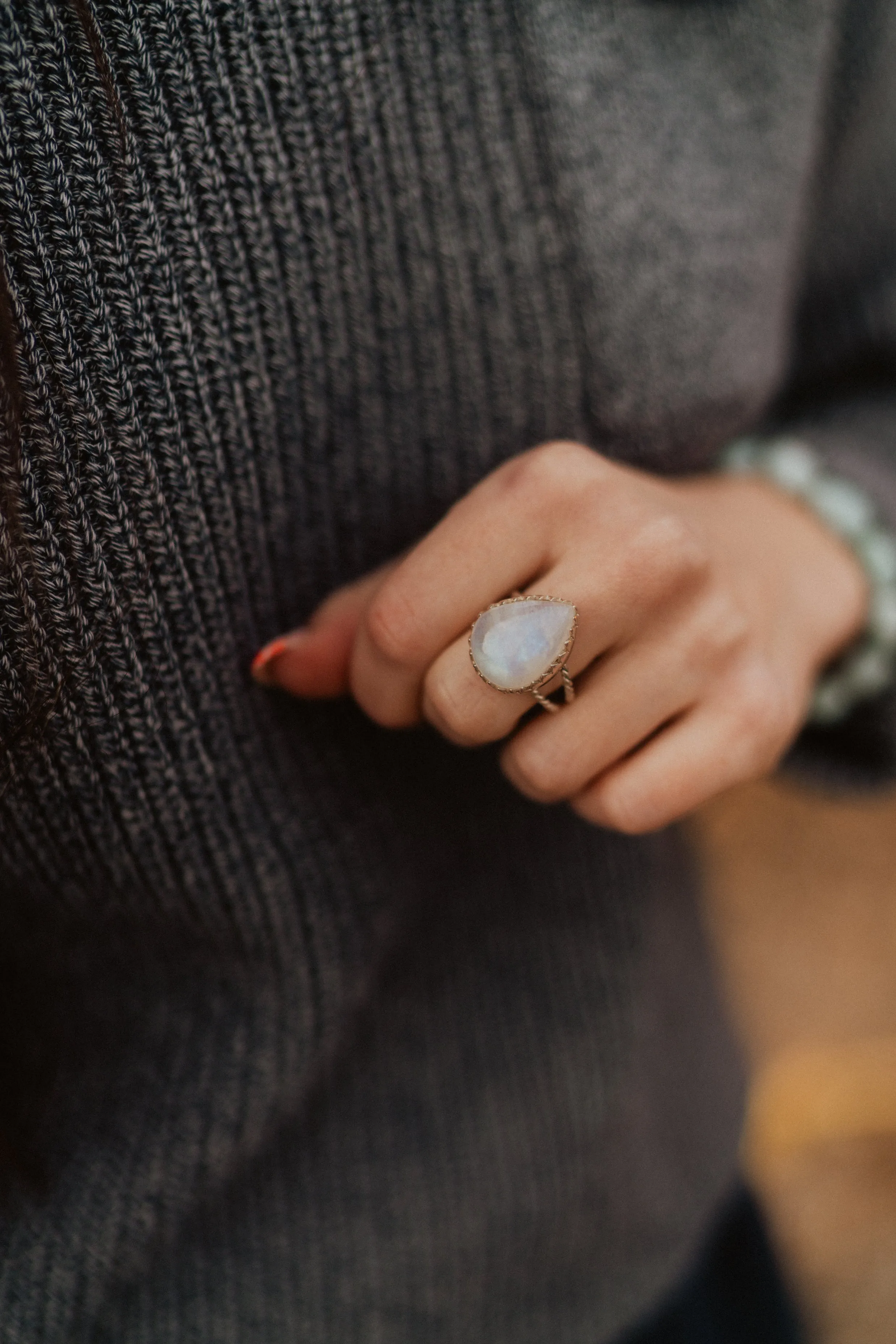 Lyra Ring | Rainbow Moonstone