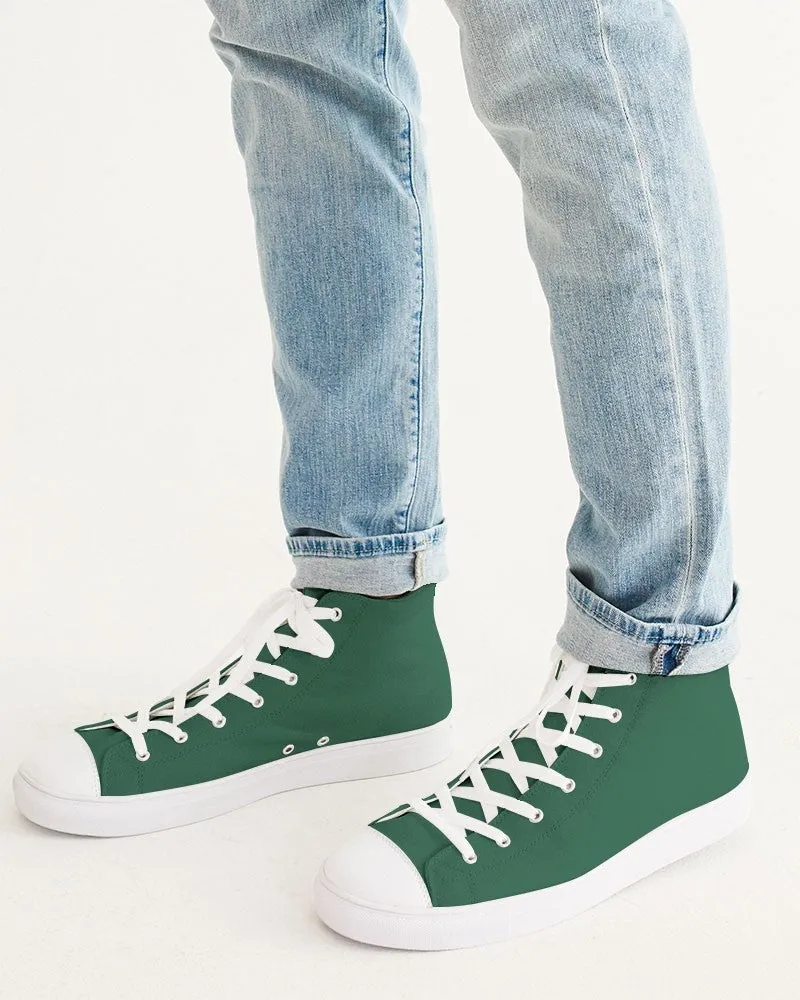 Medium Dark Green Men's High-top Canvas Sneakers | Men's | Medium Dark Pastel Green | C60M0Y60K60