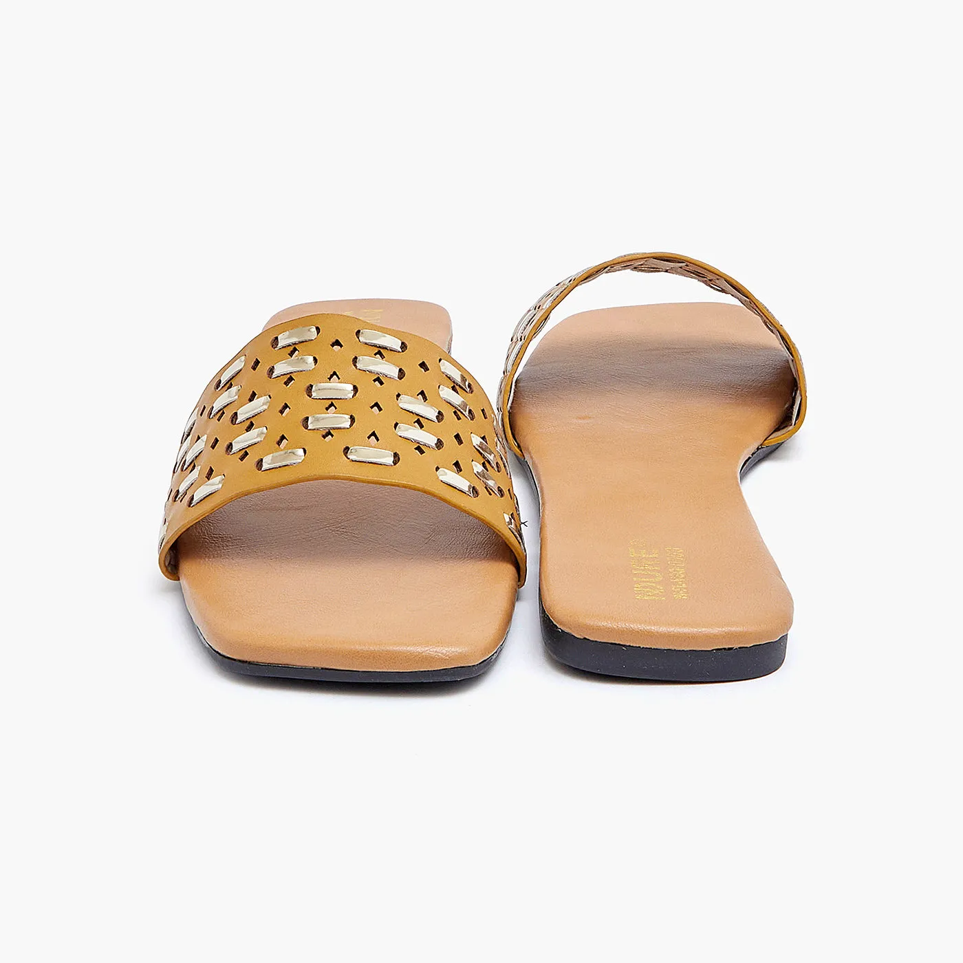 Metallic Square Toe Flats