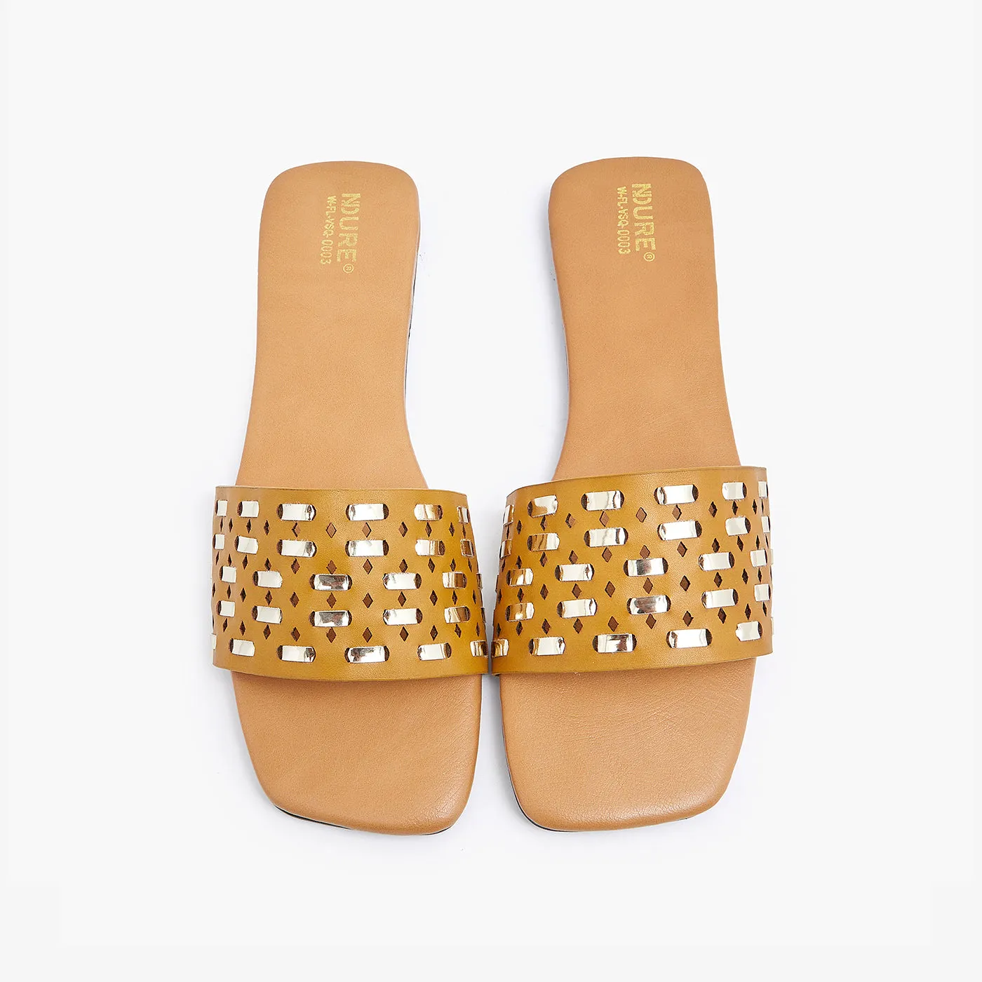 Metallic Square Toe Flats