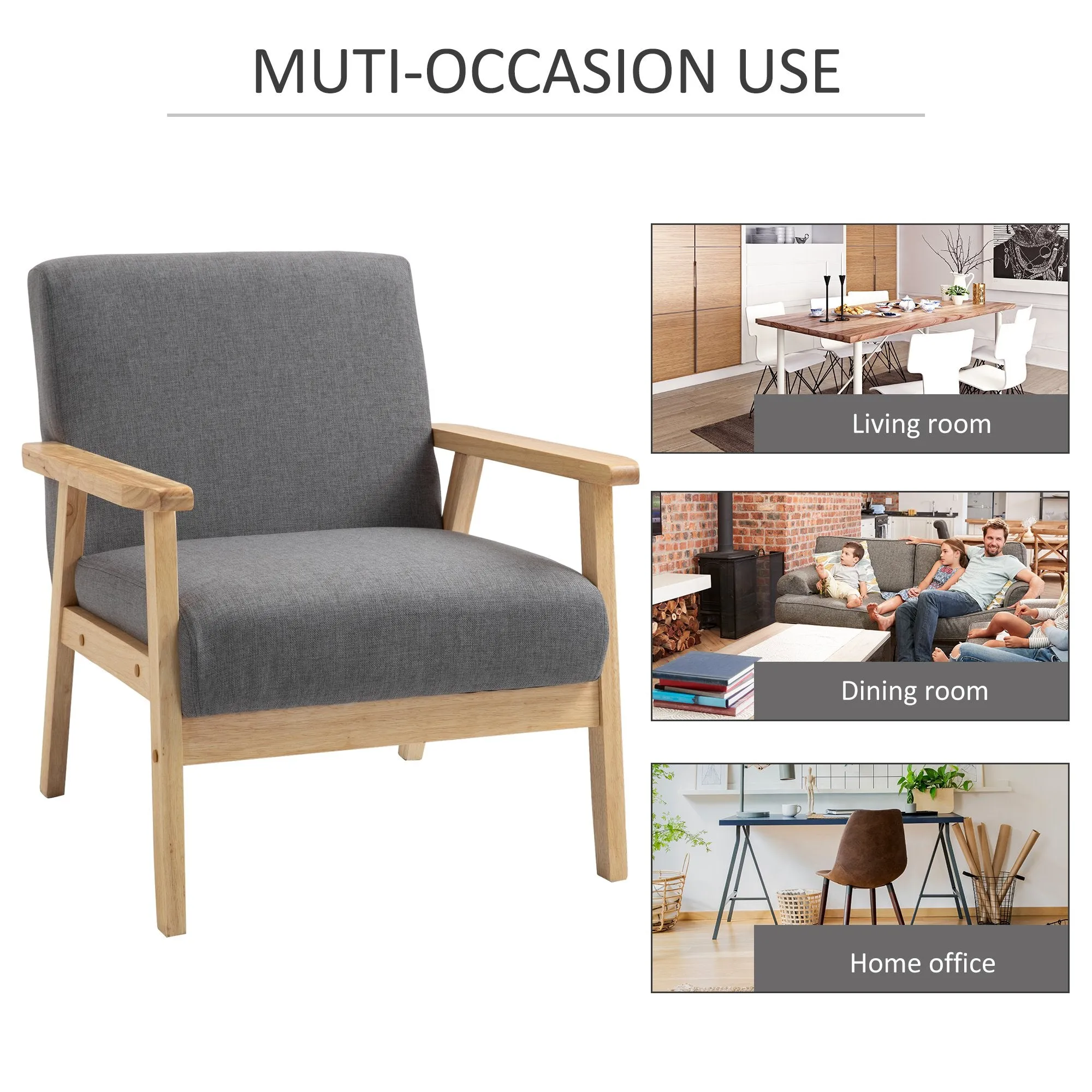 Minimalistic Wooden Frame Accent Chair