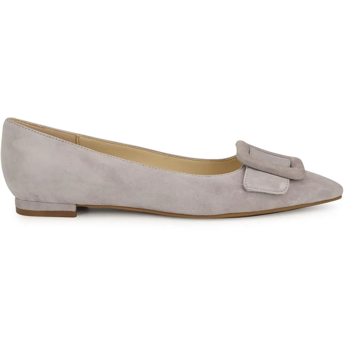 Nine West Womens Jesike Embellished Suede Ballet Flats