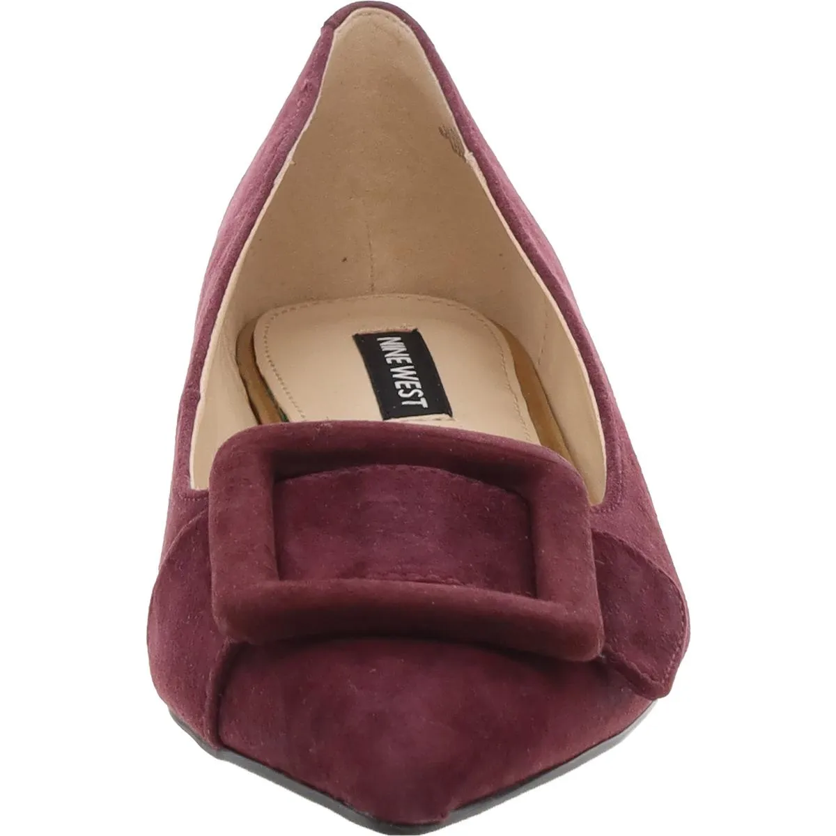 Nine West Womens Jesike Embellished Suede Ballet Flats