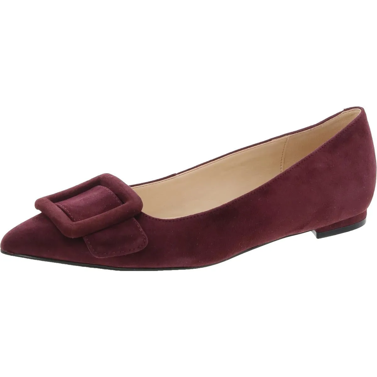 Nine West Womens Jesike Embellished Suede Ballet Flats