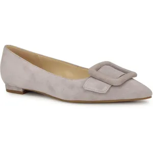 Nine West Womens Jesike Embellished Suede Ballet Flats