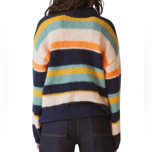 NWT SKFK Alpaca Wool Blend Striped Multicolor Aitza Sweater EU 34 | US 2
