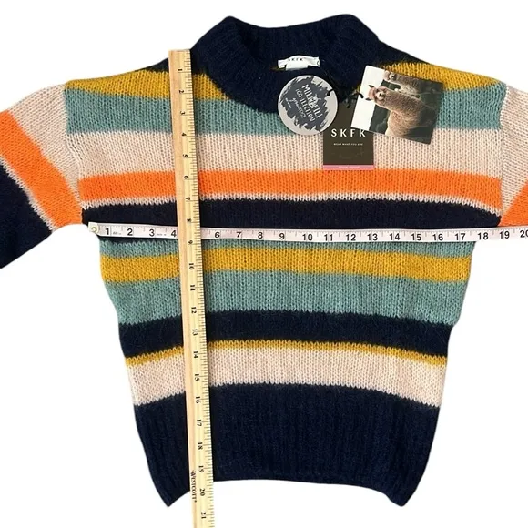 NWT SKFK Alpaca Wool Blend Striped Multicolor Aitza Sweater EU 34 | US 2