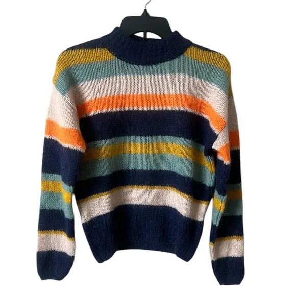 NWT SKFK Alpaca Wool Blend Striped Multicolor Aitza Sweater EU 34 | US 2