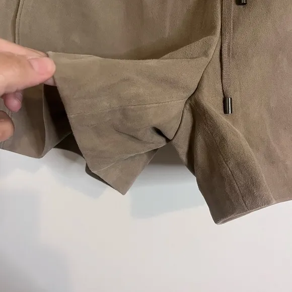 NWT Vince Leather Boxer Drawstring Shorts Suede Concrete Small
